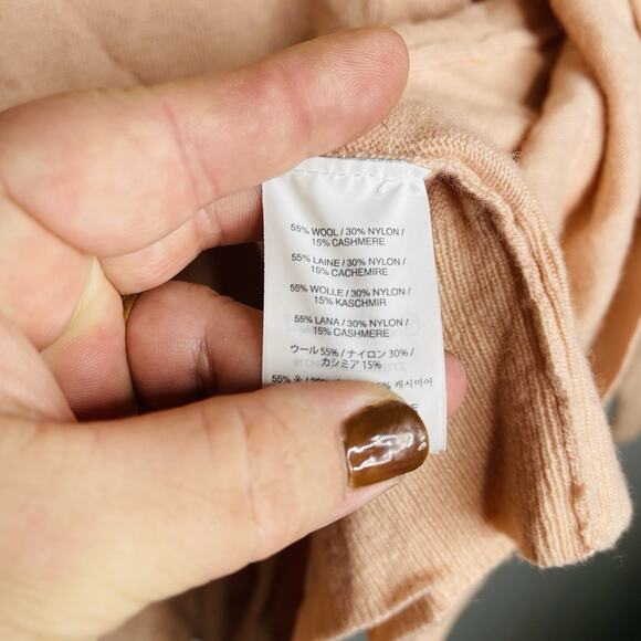 J. Crew Women’s Large Peach Cashmere Wool Blend V Neck Cardigan Sweater - Picture 5 of 6